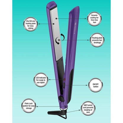 Havells HS4101 Ceramic Plates Fast Heat up Hair Straightener (Purple)