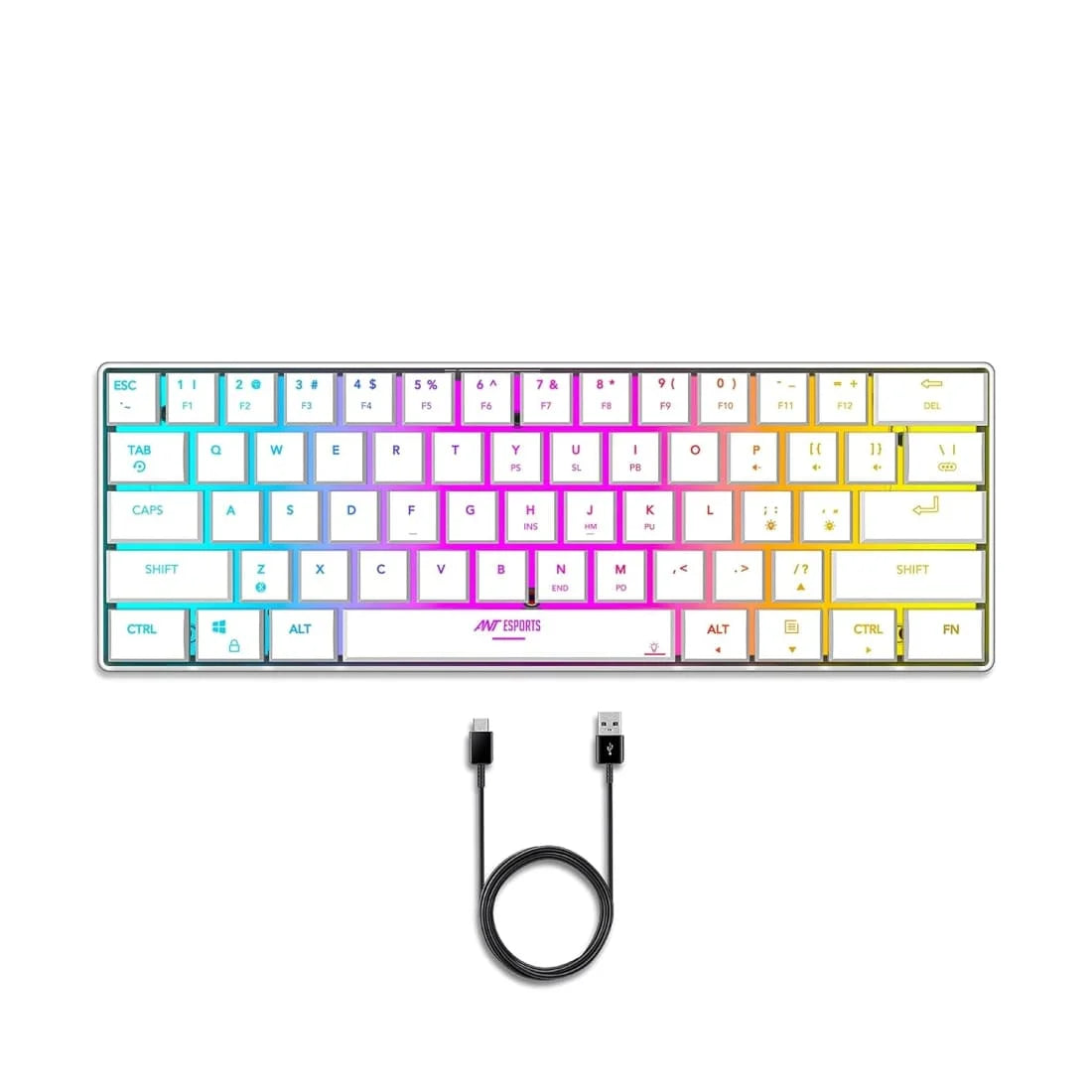 Ant Esports MK1500 Mini 60% Pro RGB Wireless Gaming Keyboard (White)