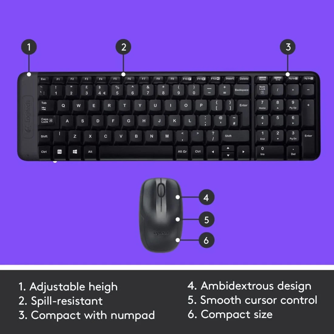 Logitech MK215 Wireless Keyboard and Mouse Combo (Black)