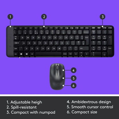 Logitech MK215 Wireless Keyboard and Mouse Combo (Black)