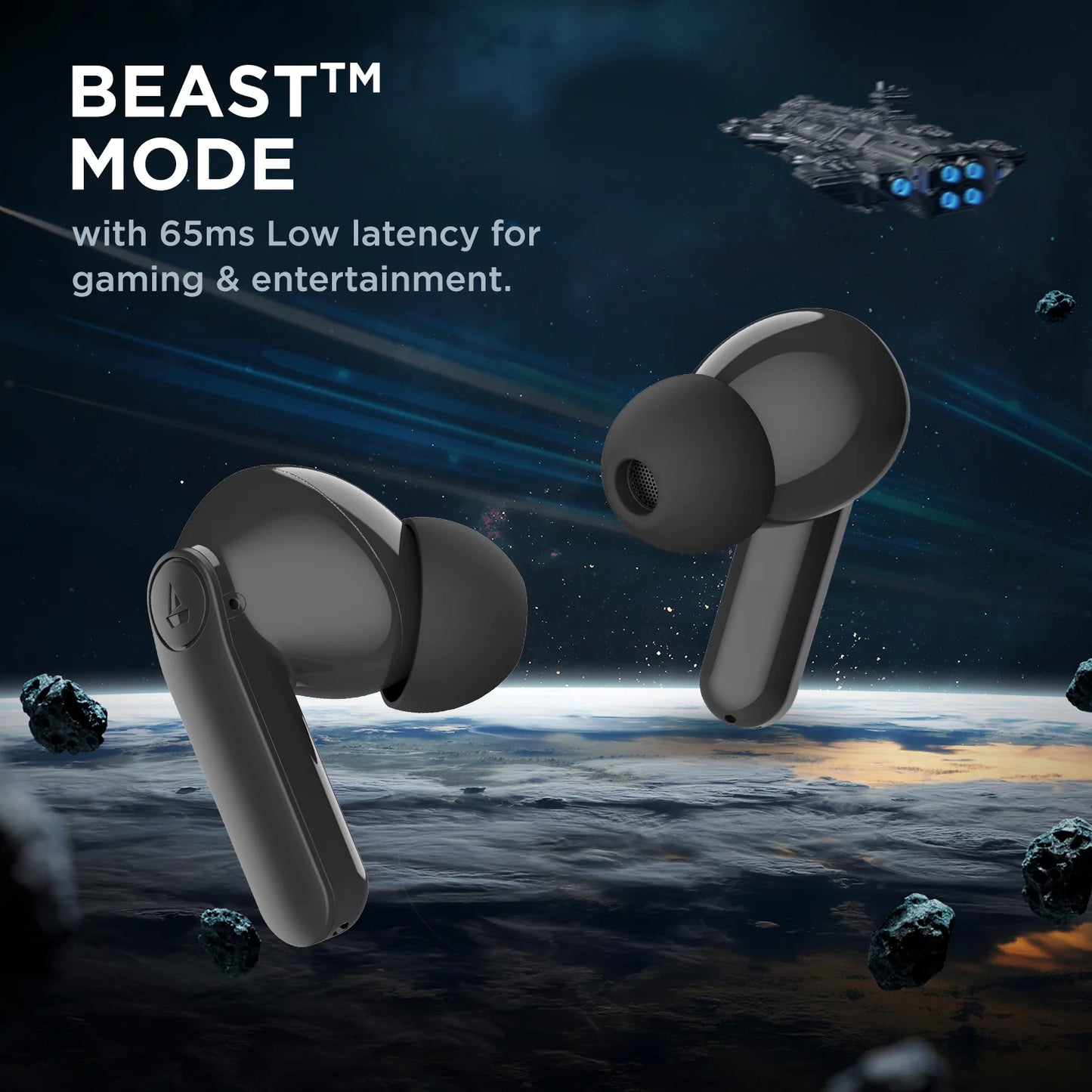 boAt Airdopes 131 PRO Wireless Earbuds with ENx™ Noise Cancellation Technology, BEAST Mode, 45 Hours of Battery Life – Black