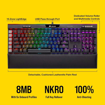 Corsair K95 RGB Platinum XT MX Speed Wired USB Gaming Keyboard (Black)