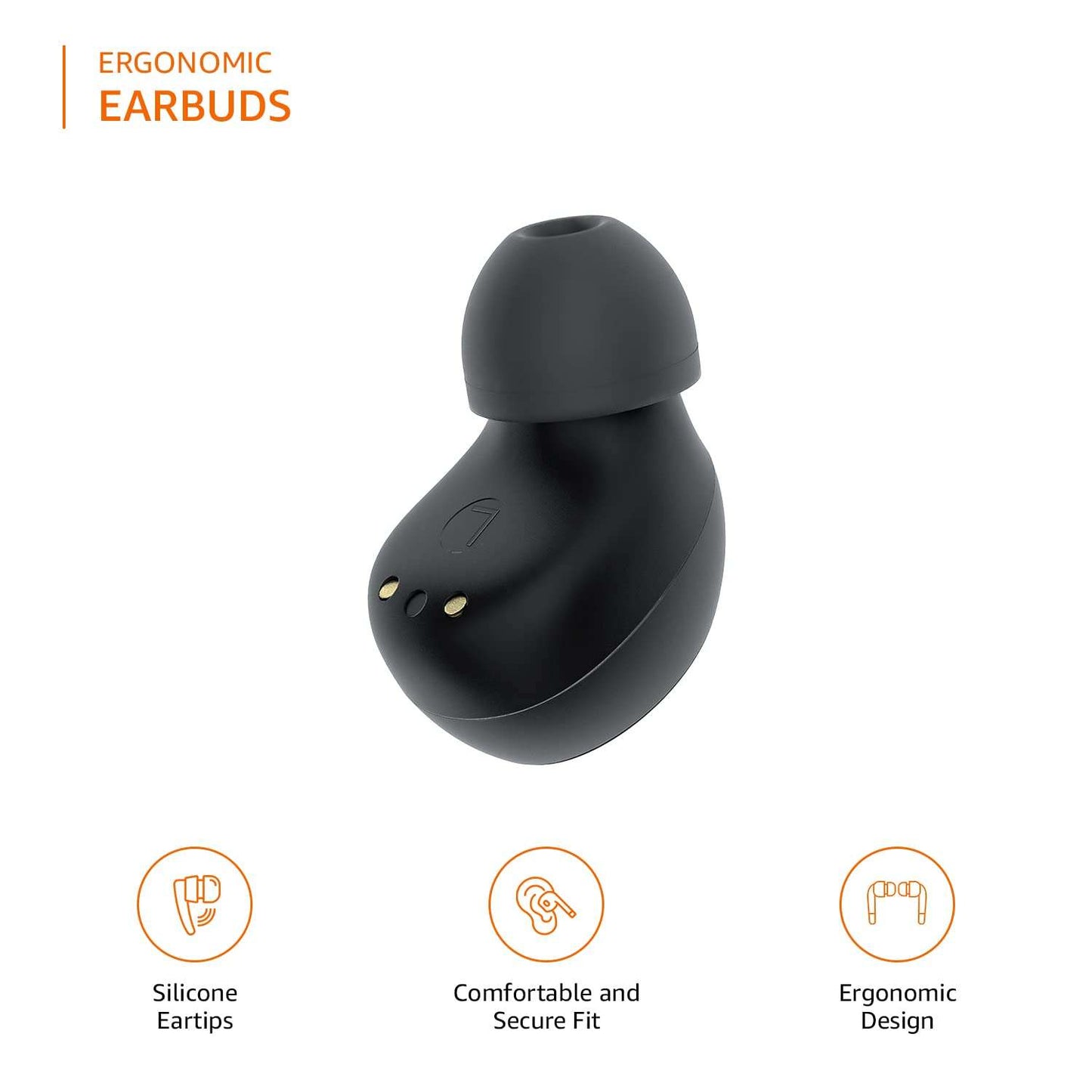 Amazon Basics Truly Wireless in Ear Earbuds with Mic, Touch Control, IPX5 Water Resistant, Bluetooth 5.3, Up to 25 Hours Playtime (Black)