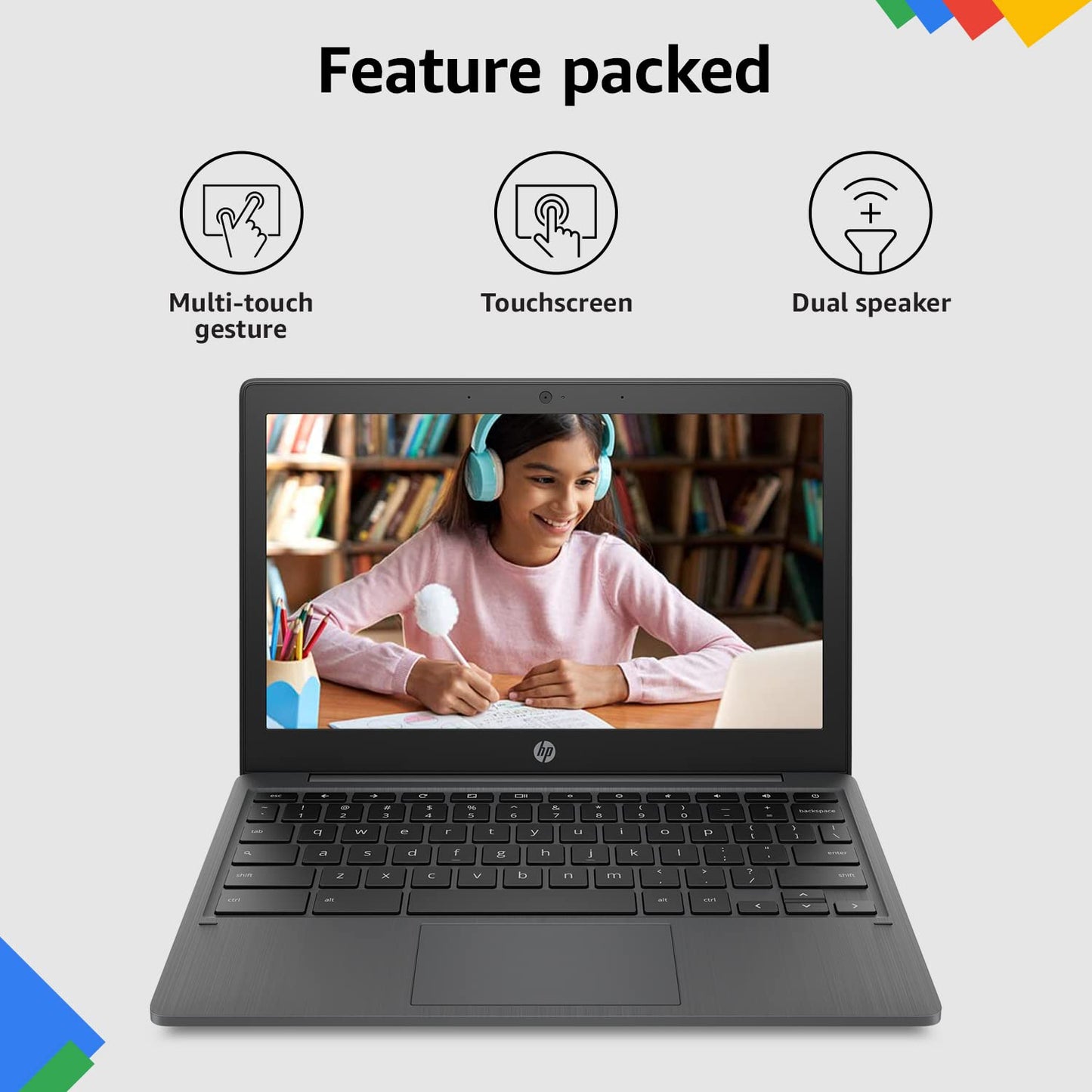 HP Chromebook MediaTek Kompanio 500 11.6 inch (29.5 cm) HD, Anti -Glare, Touchscreen Laptop, 4 GB LPDDR4/64 GB EMMC Storage