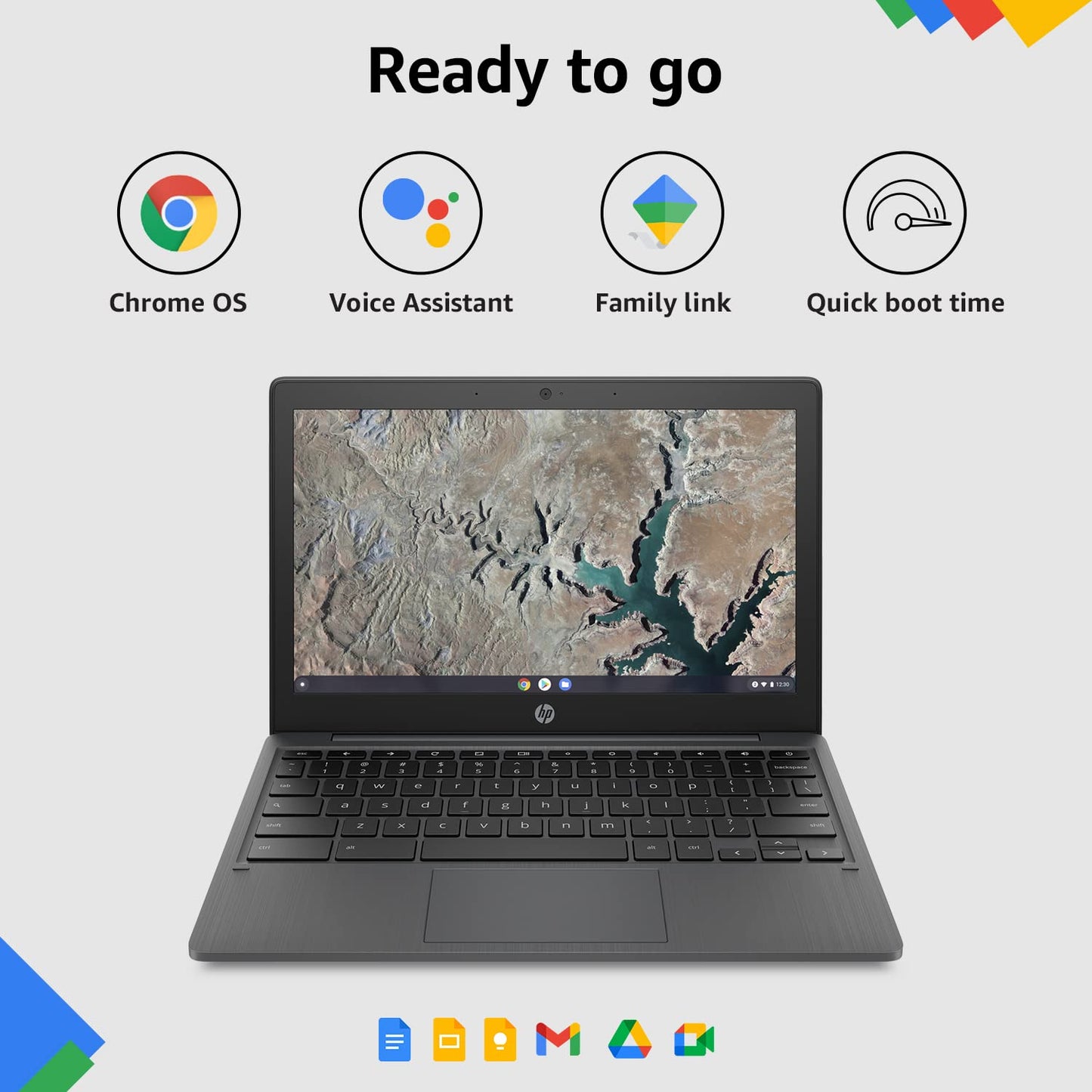 HP Chromebook MediaTek Kompanio 500 11.6 inch (29.5 cm) HD, Anti -Glare, Touchscreen Laptop, 4 GB LPDDR4/64 GB EMMC Storage