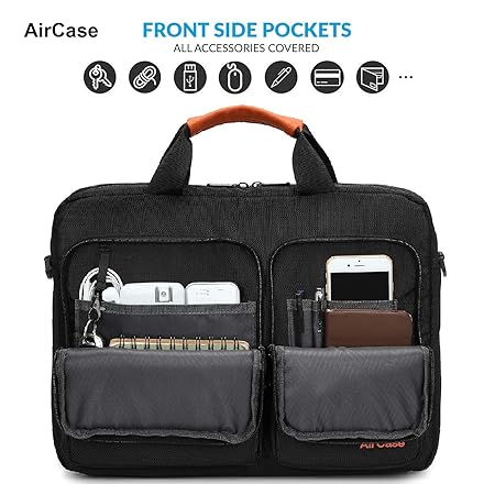 AirCase Laptop Bag Messenger Bag Sleeve for 33.02 cm (13-Inch)/ 35.56 cm (14 inch) Laptop | 2-Multi Pocket (Black)