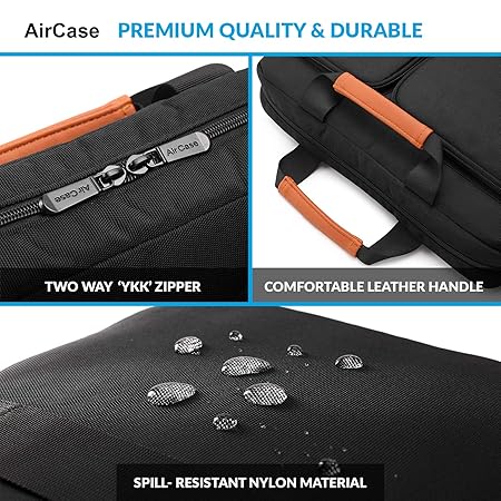 AirCase Laptop Bag Messenger Bag Sleeve for 33.02 cm (13-Inch)/ 35.56 cm (14 inch) Laptop | 2-Multi Pocket (Black)