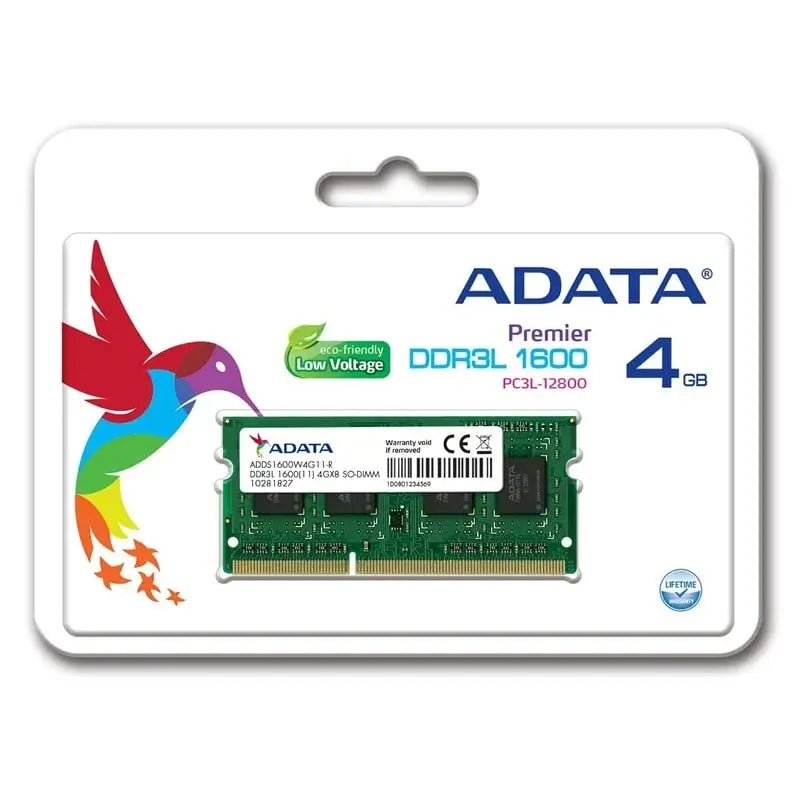 ADATA Premier 4GB 1600Mhz DDR3L RAM Memory Module for Notebooks and Laptops