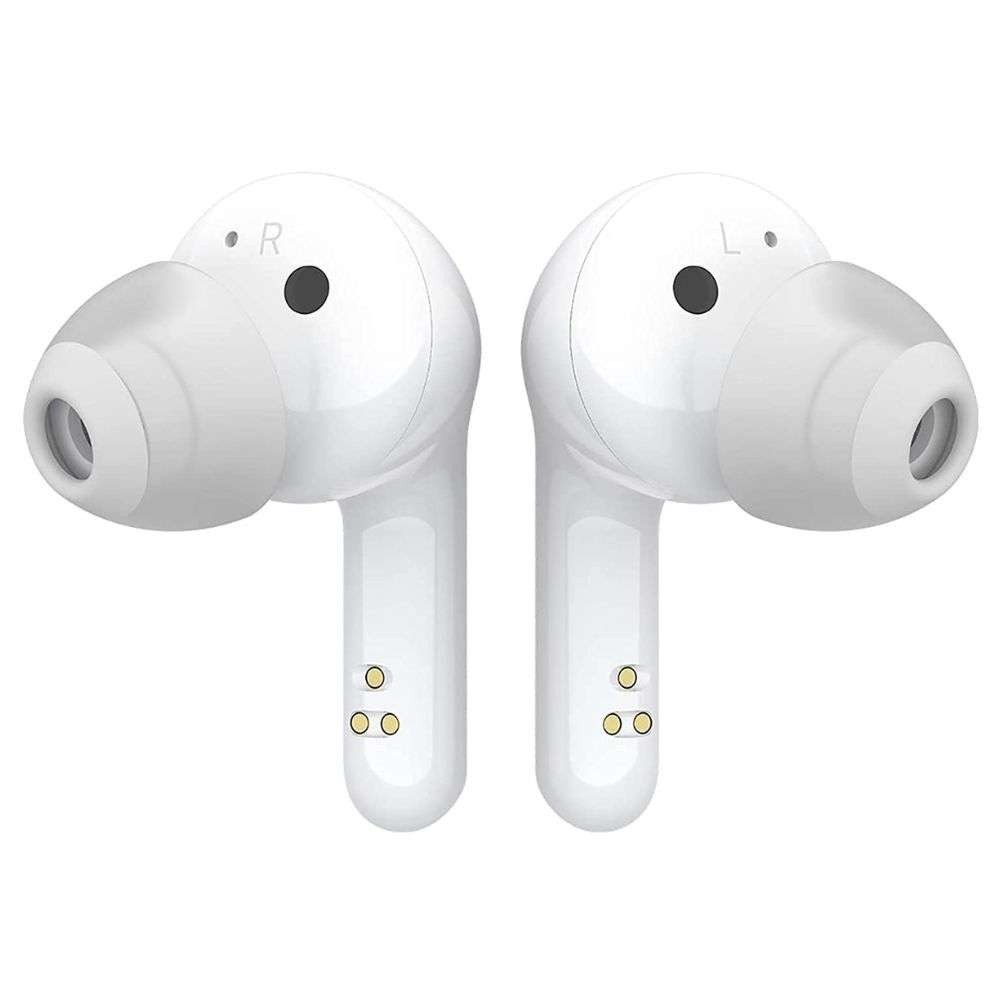 LG Tone Free FN6 UV Nano, Meridian Sound, Wireless Charging, Wireless Earbuds with Mic and Ganesha Case – White