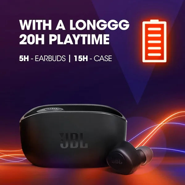 JBL Wave 100 Bluetooth Truly Wireless in Ear Earbuds with Mic, 20 Hours Playtime,(Black)